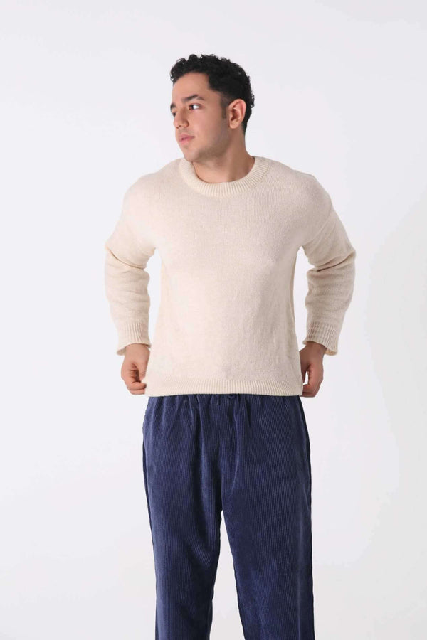 Bej Oversize Düz Kazak - snugbrandwear