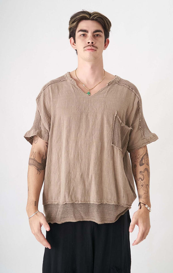 Dune Limited Top - Erkek, minimalist zarafet ve doğal liflerle tasarlanmış rahat oversized tişört.