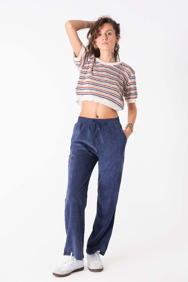 Stripped Retro Örme Crop - snugbrandwear