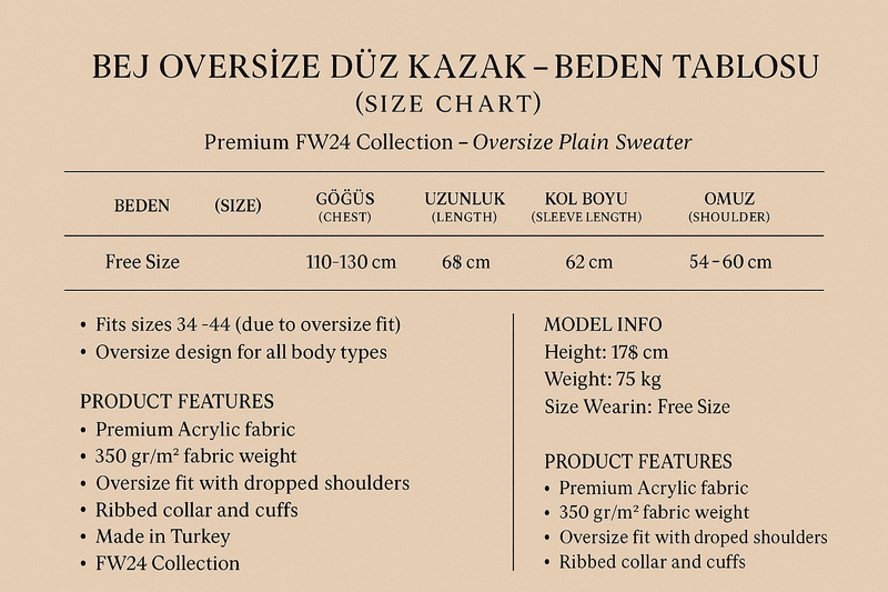 Beden Tablosu